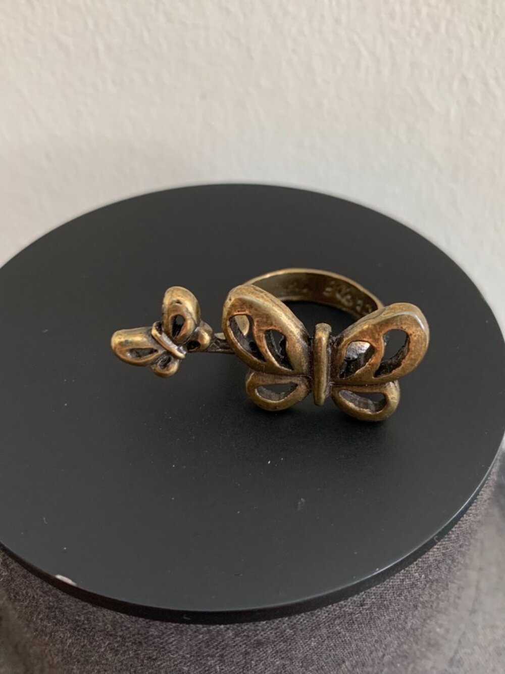 Avant Garde Paris Los Angeles VINTAGE Designer open BUTTERFLY bronze copper ring
